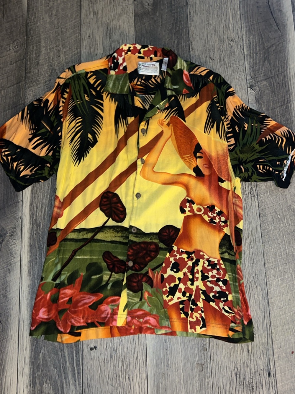 Vintage 90's Thumbs Up Short Sleeve Shirt - Yellow Hulu Girl